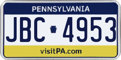 PA license plate JBC4953