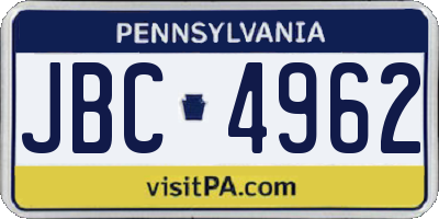 PA license plate JBC4962
