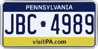 PA license plate JBC4989