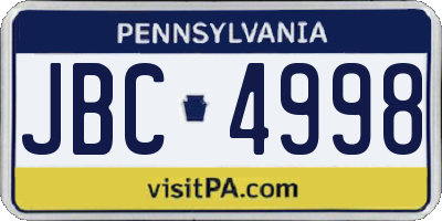 PA license plate JBC4998