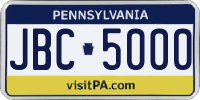 PA license plate JBC5000