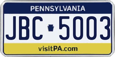 PA license plate JBC5003