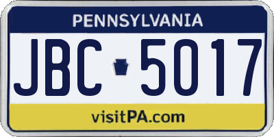 PA license plate JBC5017
