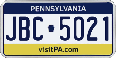 PA license plate JBC5021