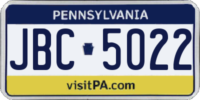 PA license plate JBC5022