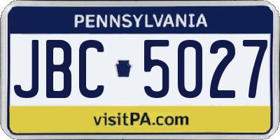 PA license plate JBC5027