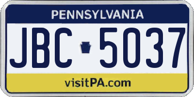 PA license plate JBC5037