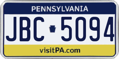 PA license plate JBC5094