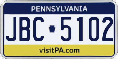 PA license plate JBC5102