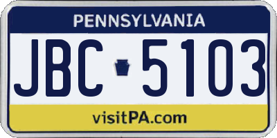 PA license plate JBC5103