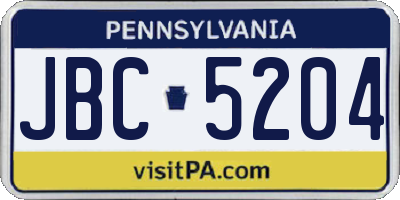 PA license plate JBC5204