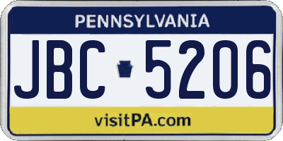 PA license plate JBC5206