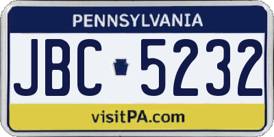 PA license plate JBC5232