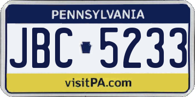 PA license plate JBC5233