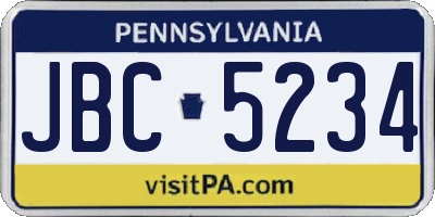 PA license plate JBC5234