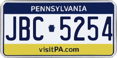 PA license plate JBC5254