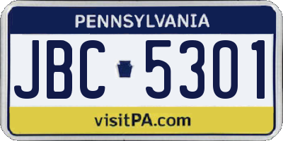 PA license plate JBC5301