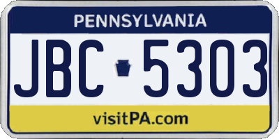 PA license plate JBC5303