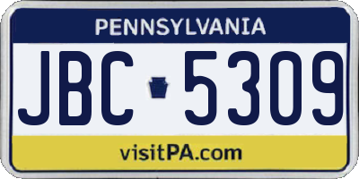 PA license plate JBC5309