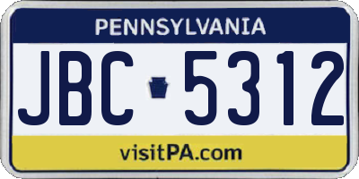 PA license plate JBC5312