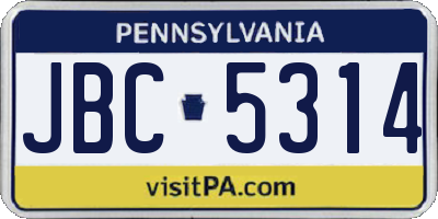 PA license plate JBC5314