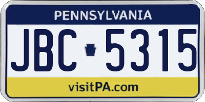 PA license plate JBC5315