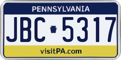 PA license plate JBC5317