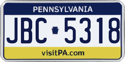 PA license plate JBC5318