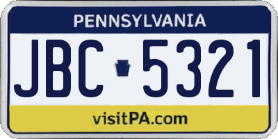 PA license plate JBC5321