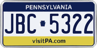 PA license plate JBC5322