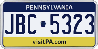 PA license plate JBC5323