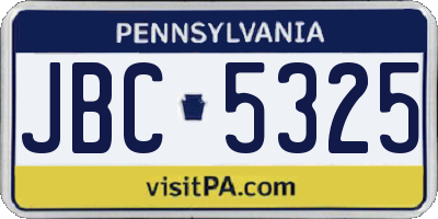 PA license plate JBC5325