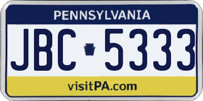 PA license plate JBC5333