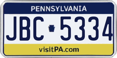 PA license plate JBC5334