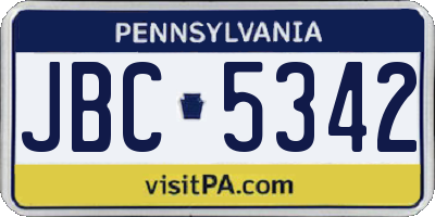 PA license plate JBC5342