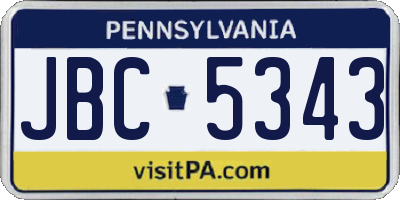 PA license plate JBC5343