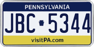 PA license plate JBC5344