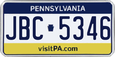 PA license plate JBC5346