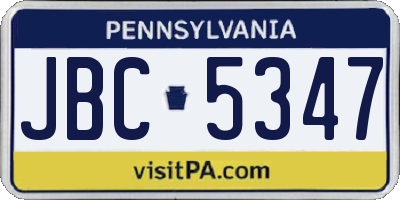 PA license plate JBC5347