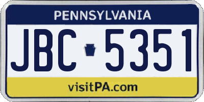 PA license plate JBC5351