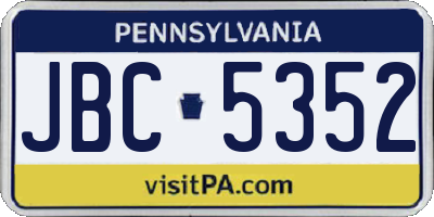 PA license plate JBC5352