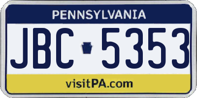 PA license plate JBC5353