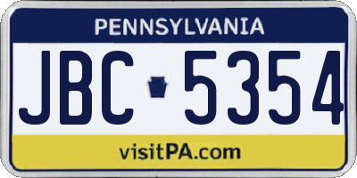 PA license plate JBC5354