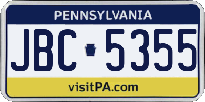 PA license plate JBC5355