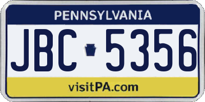 PA license plate JBC5356