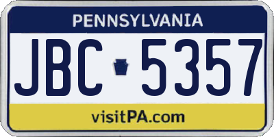 PA license plate JBC5357