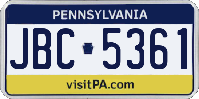 PA license plate JBC5361