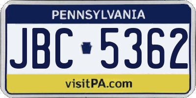 PA license plate JBC5362