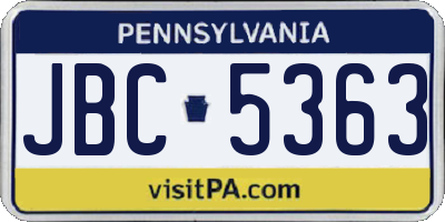 PA license plate JBC5363