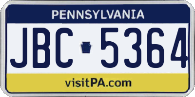 PA license plate JBC5364